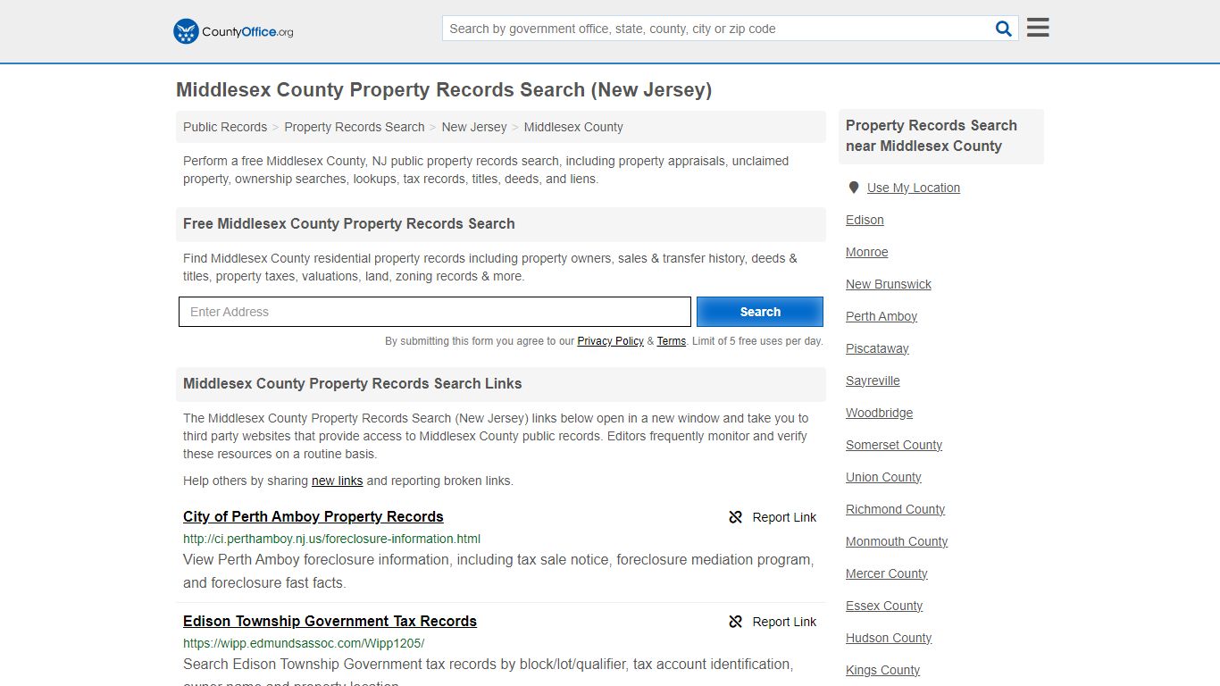 Middlesex County Property Records Search (New Jersey) - County Office